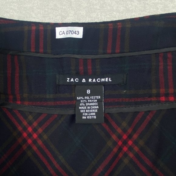 Zac & Rachel Skirt Women Size 8 Plaid Navy Red‎ A-Line Stretch Side Zip - Picture 6 of 12